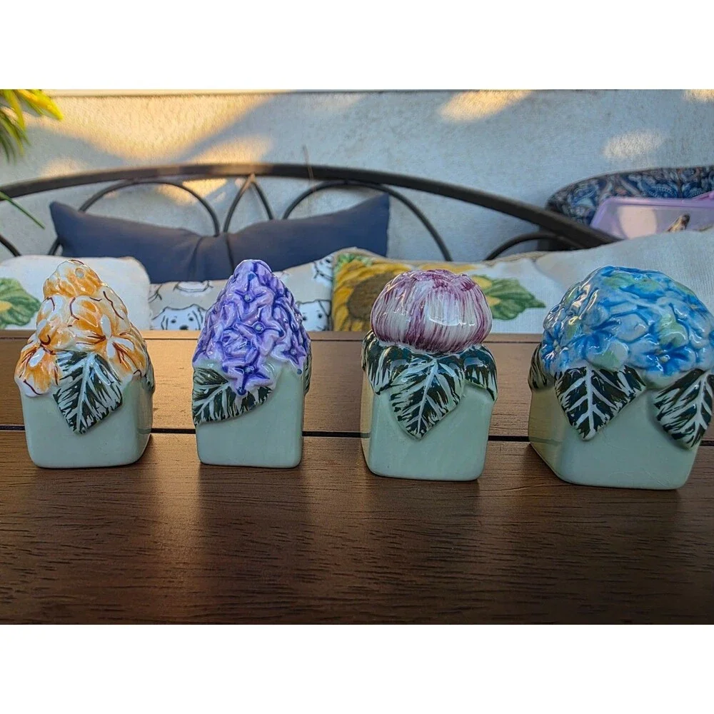 4 Vintage Garden Salt Pepper Shaker Set Cottagecore Garden Decor Princess House